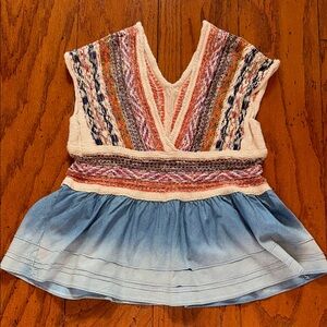 Never worn, super unique XS, Pilcro sweater/top; fun, pretty colors